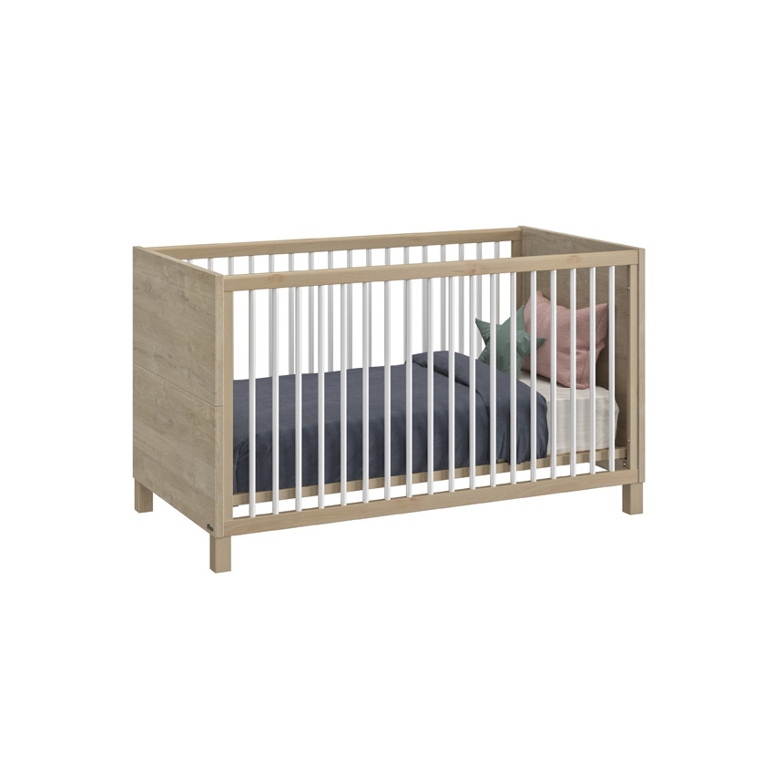 Lit transformable 70 x 140 en chêne blond et uni blanc Achille 