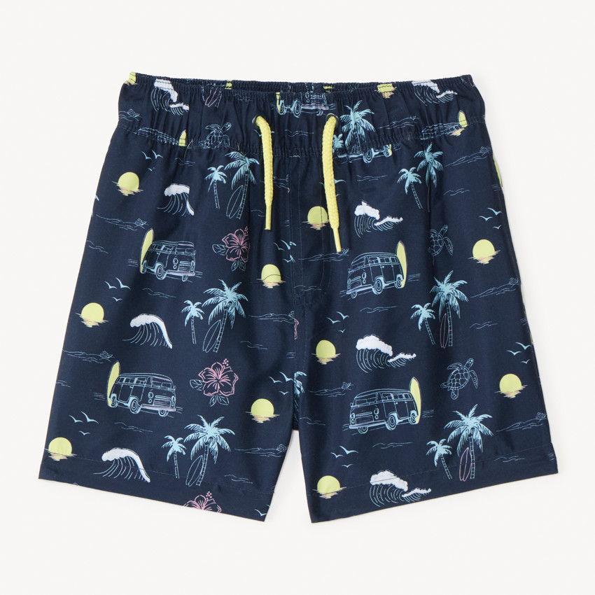 Short de bain en toile imprimée fantaisie pour garçon 
