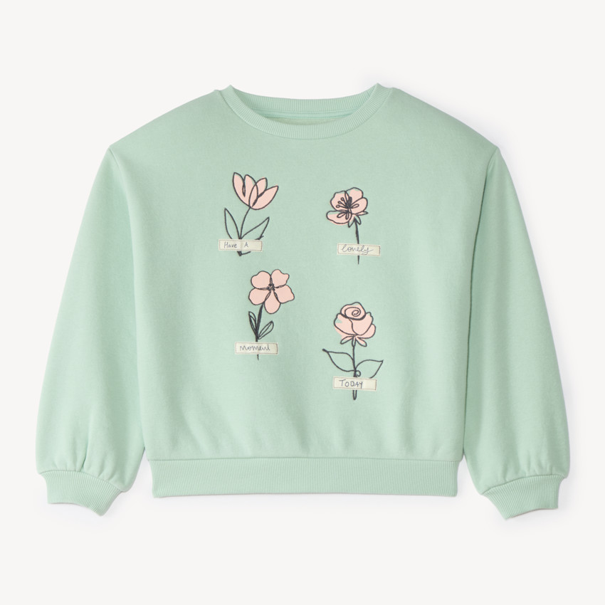 Sweat en molleton print fleuri pour fille