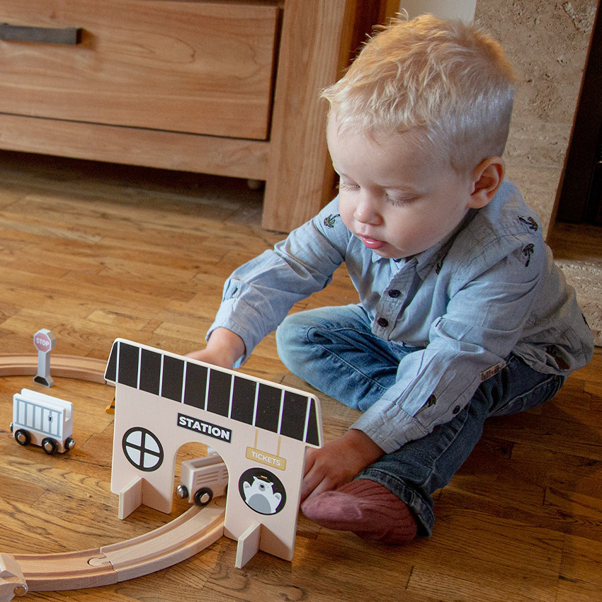 Set d'extension pour train en bois Station ferroviaire 20 pièces 