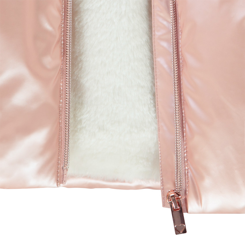 Doudoune en toile et sherpa rose effet matelassé pour bébé fille 