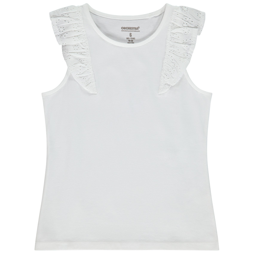 Débardeur à volants en broderie anglaise pour fille