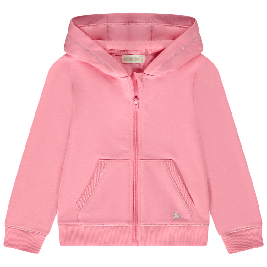 Gilet à capuche en molleton uni pour fille