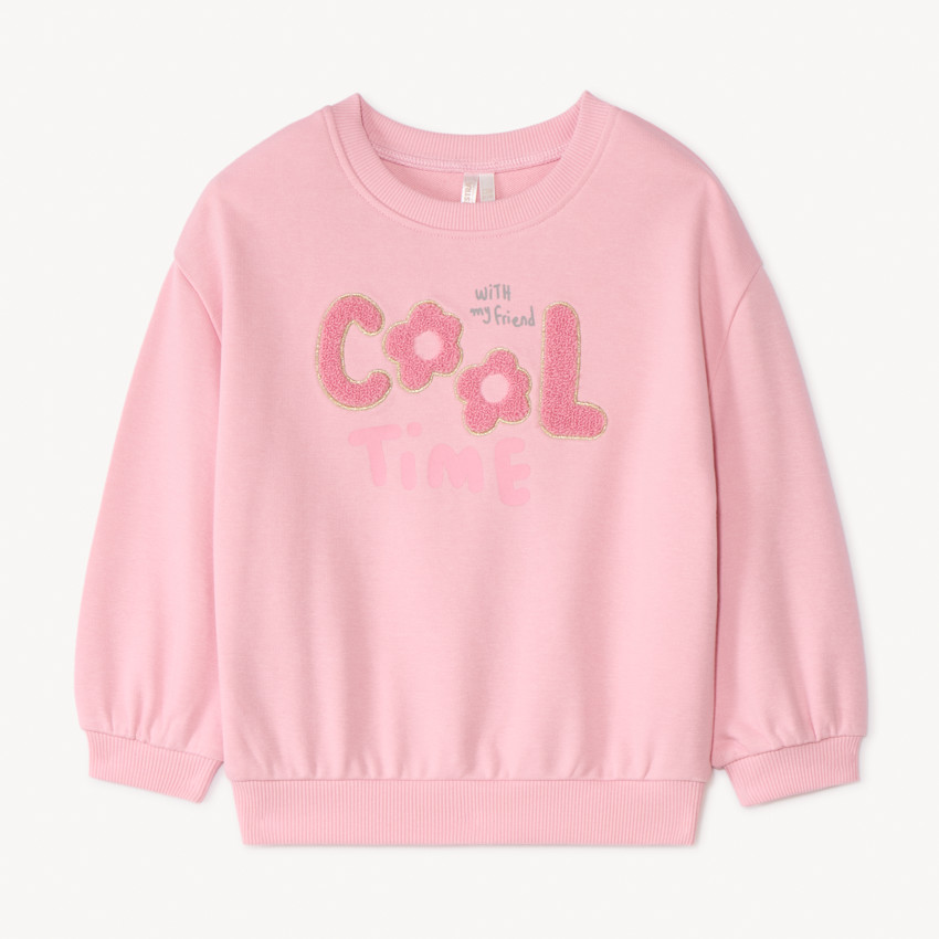 Sweat molleton oversize patchs bouclette pour bébé fille 