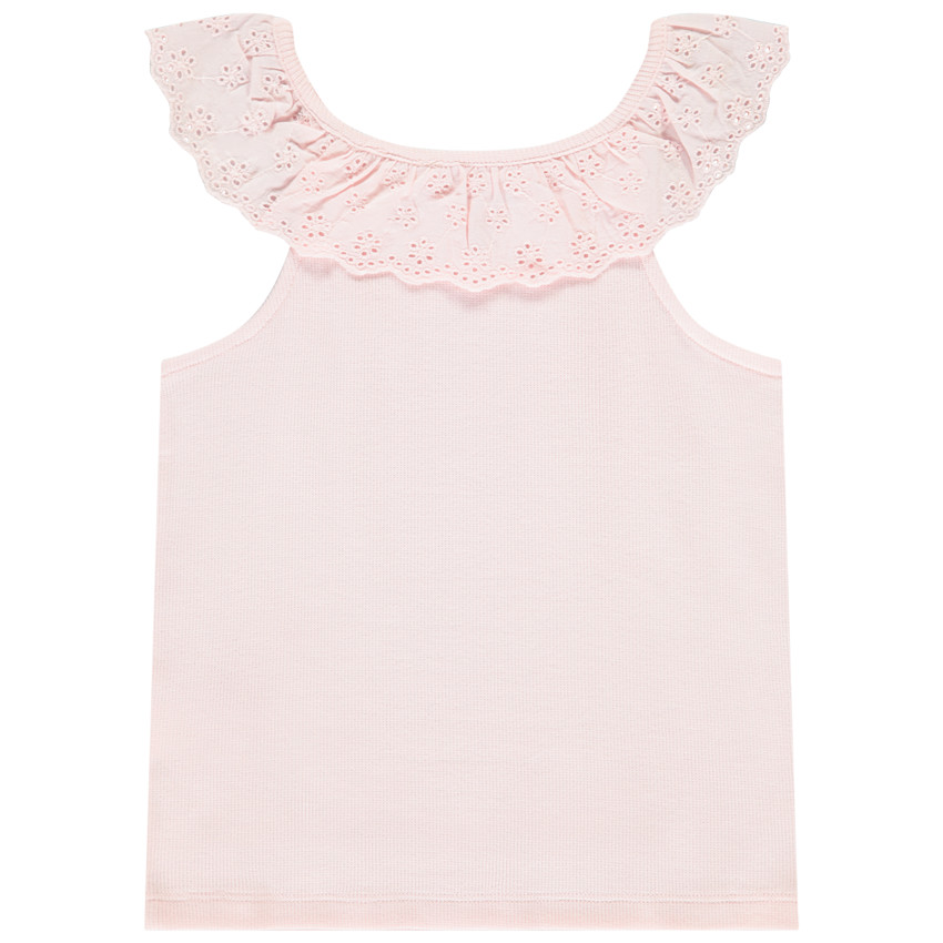 Débardeur à collerette volantée en broderie anglaise pour fille 