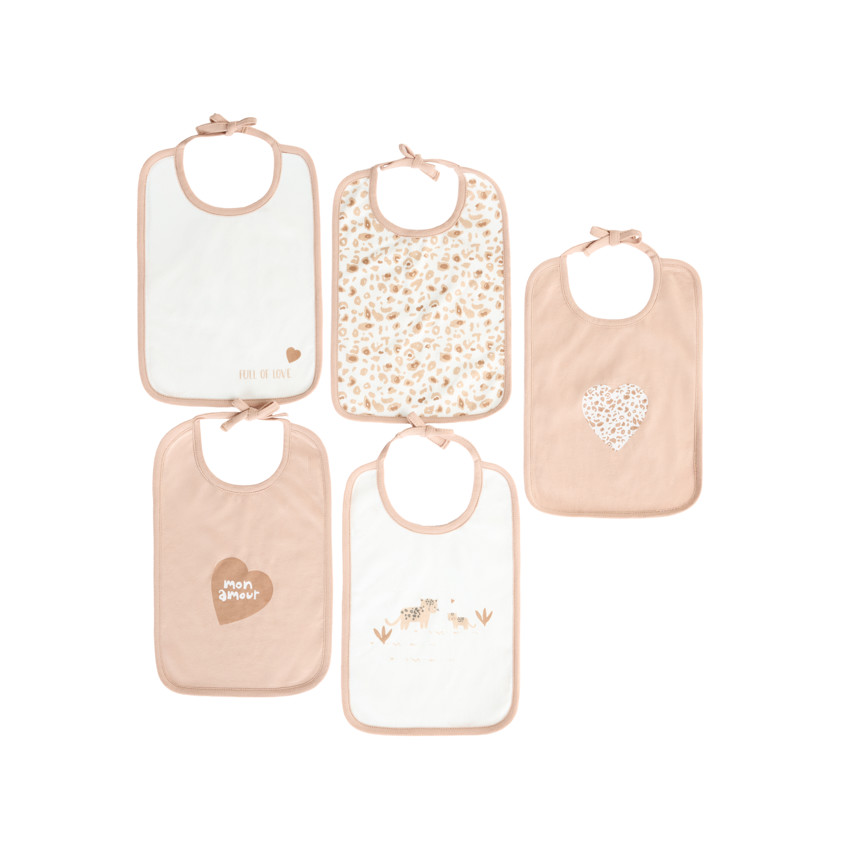 Lot de 5 bavoirs léopard 