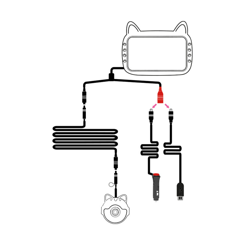 Caméra de sécurité embarquée chat - Rose 