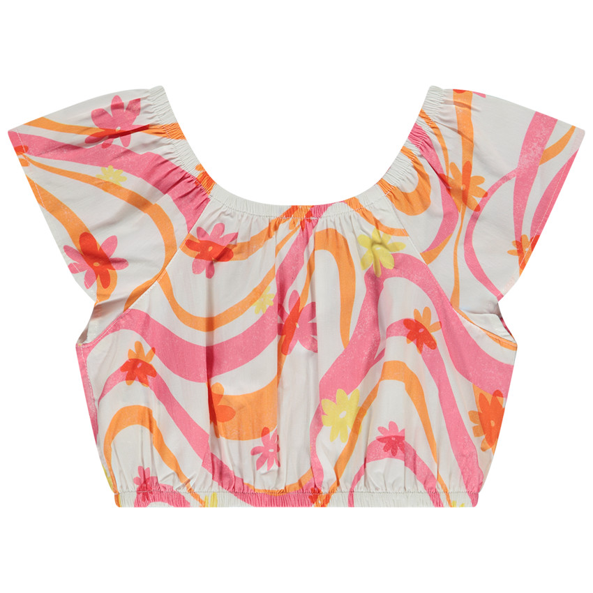 Top à encolure élastiquée et imprimé fantaisie pour fille 