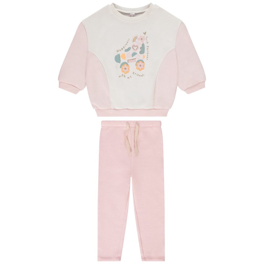 Ensemble jogging molleton print roller pour bébé fille