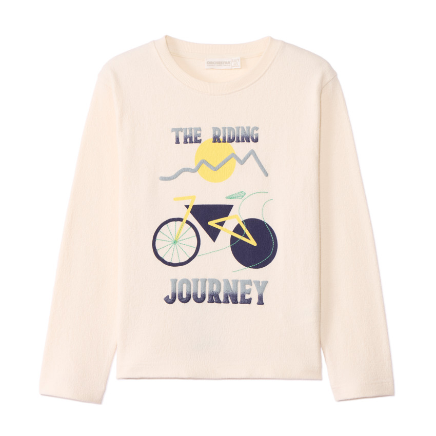 T-shirt manches longues uni à broderies fantaisies pour garçon