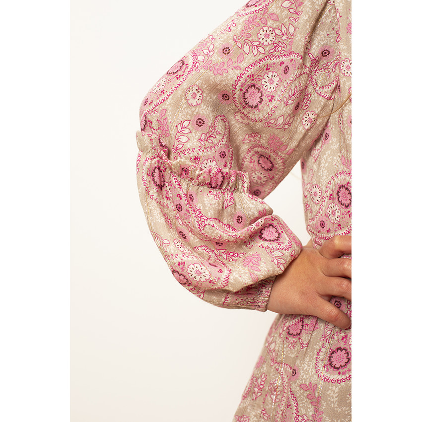 Robe manches longues bouffantes et imprimé cachemire pour fille Main Robe manches longues bouffantes et imprimé cachemire pour fille