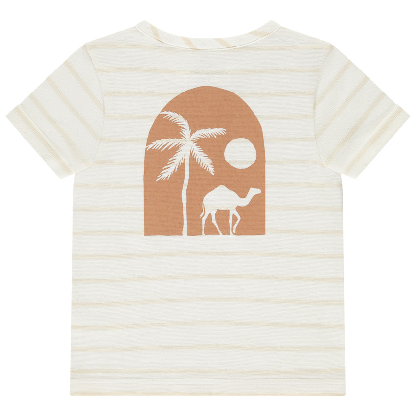 T-shirt manches courtes boutonné à rayures pour garçon 