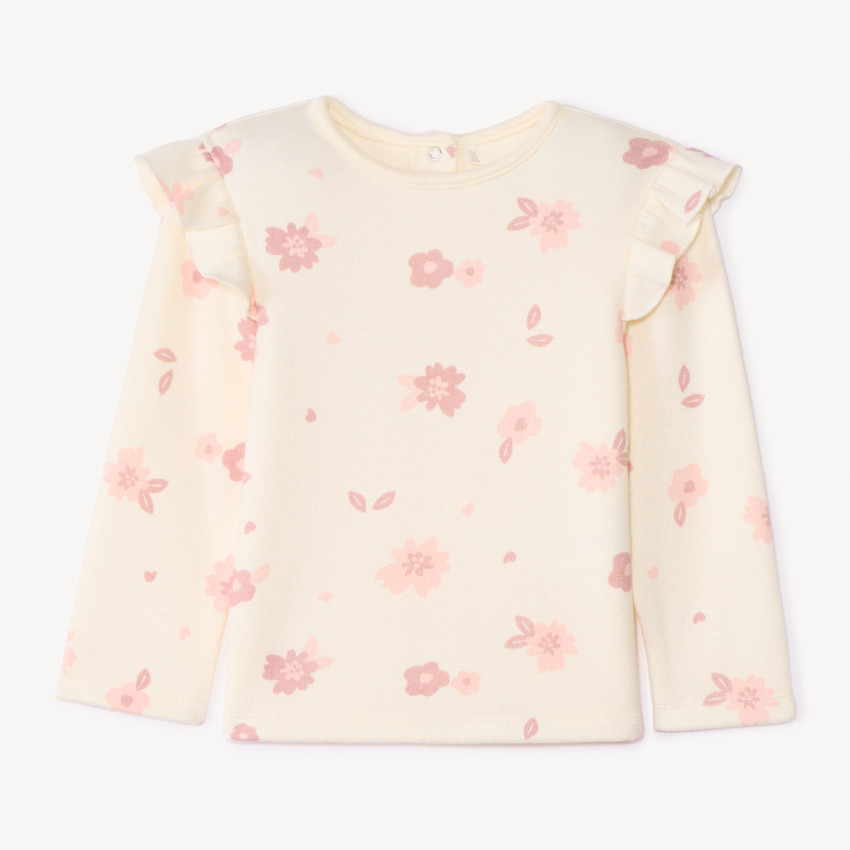 T-shirt manches longues imprimé à volants pour bébé fille 