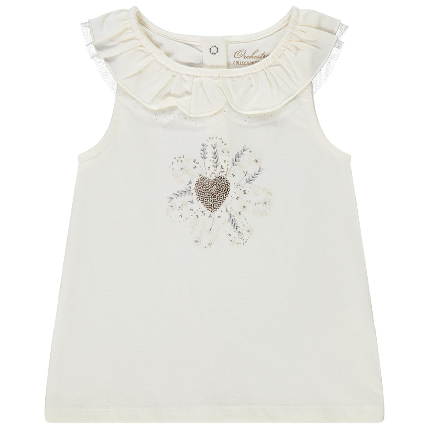 Débardeur col volanté et print en sequins pour bébé fille 