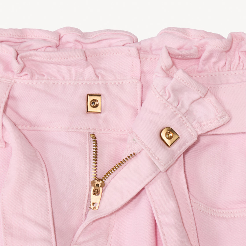 Jean paperbag uni à nouer pour fille 