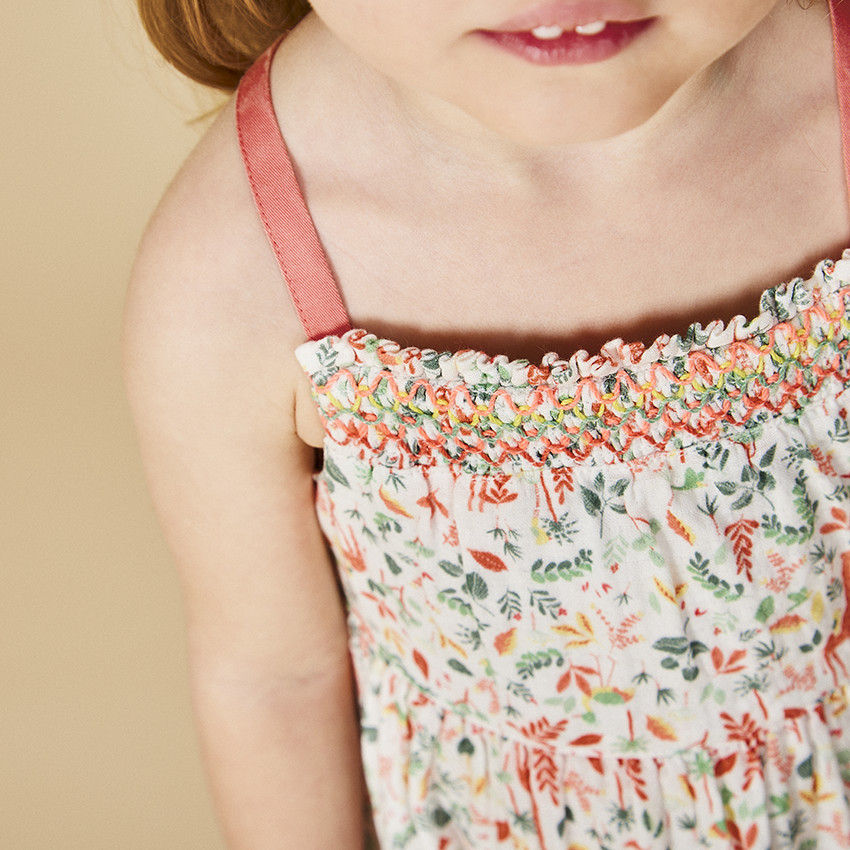 Ensemble robe + bandeau imprimé végétal pour bébé fille 
