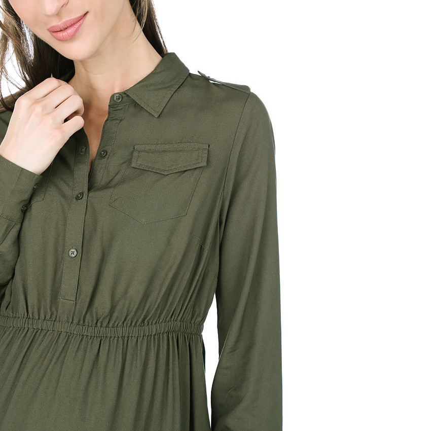 Robe de grossesse manches longues kaki 