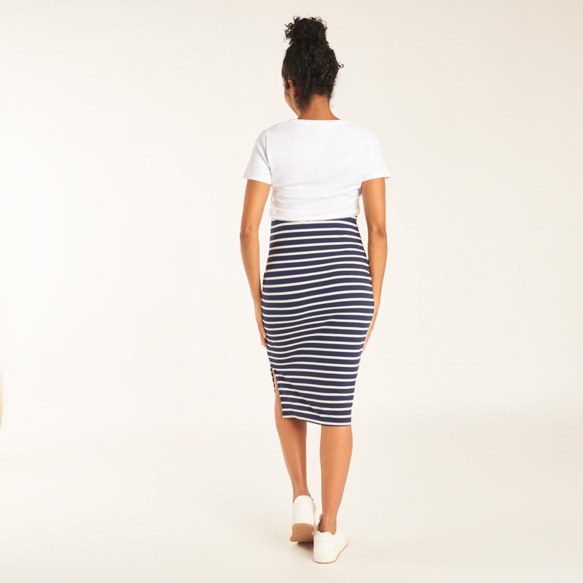 Jupe longue moulante à rayures pour femme 