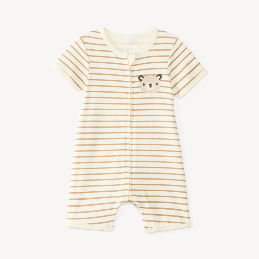 Combishort à rayures print ourson pour bébé garçon 