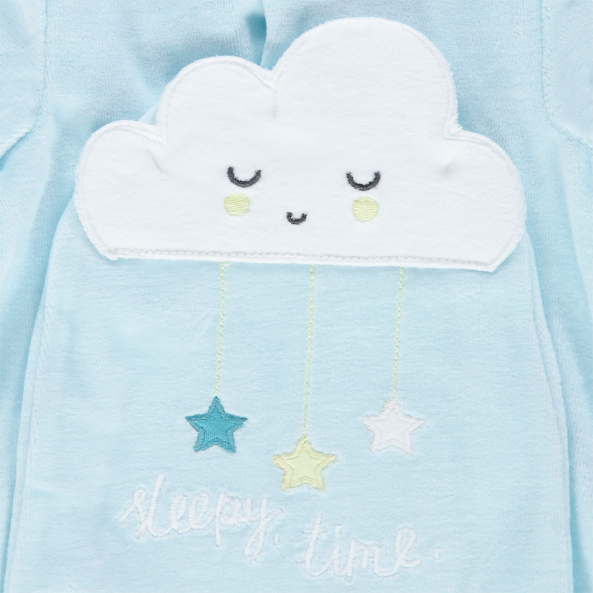 Dors-bien en velours pour bébé garçon à nuage et étoiles brodées  