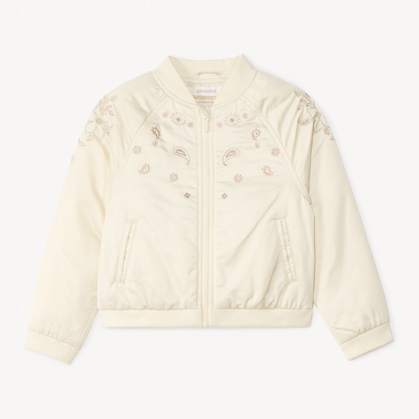 Bombers satiné à broderies cachemire pour fille 