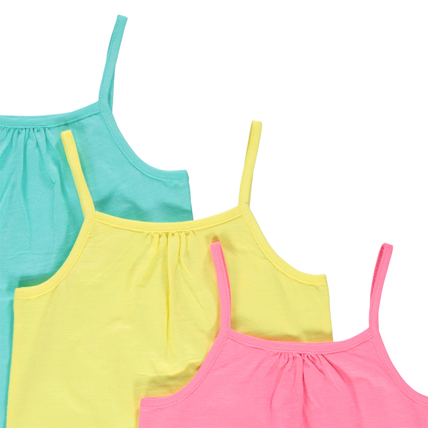 Lot de 3 débardeurs unis en coton à fines bretelles pour bébé fille 