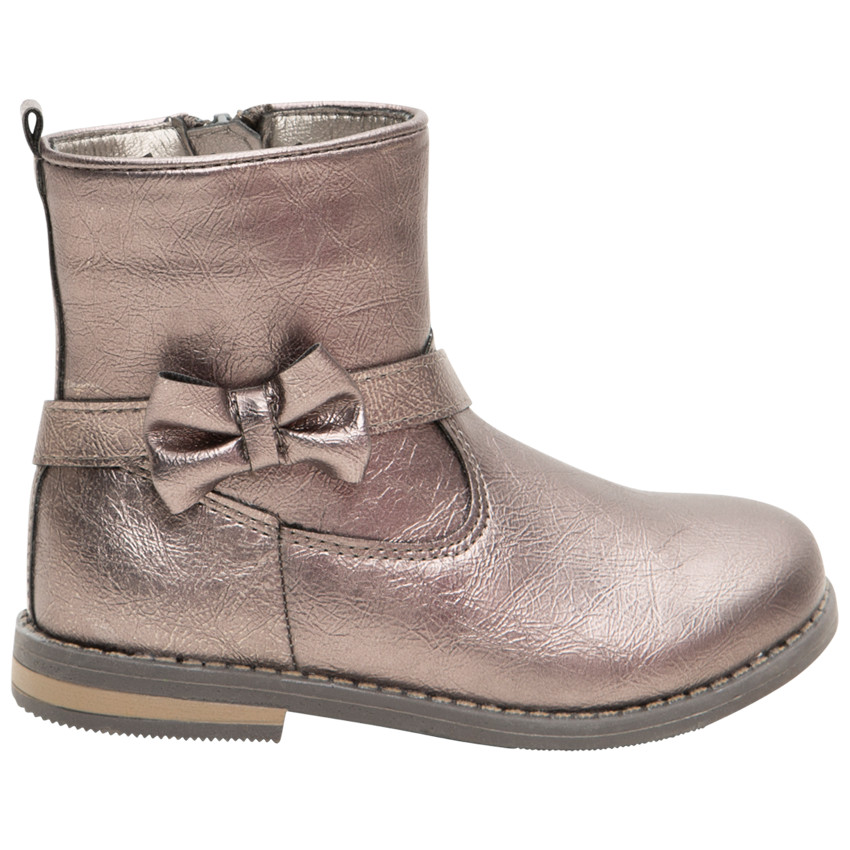 1/2 bottes effet cuir brillant avec noeud et zip du 24 au 29 