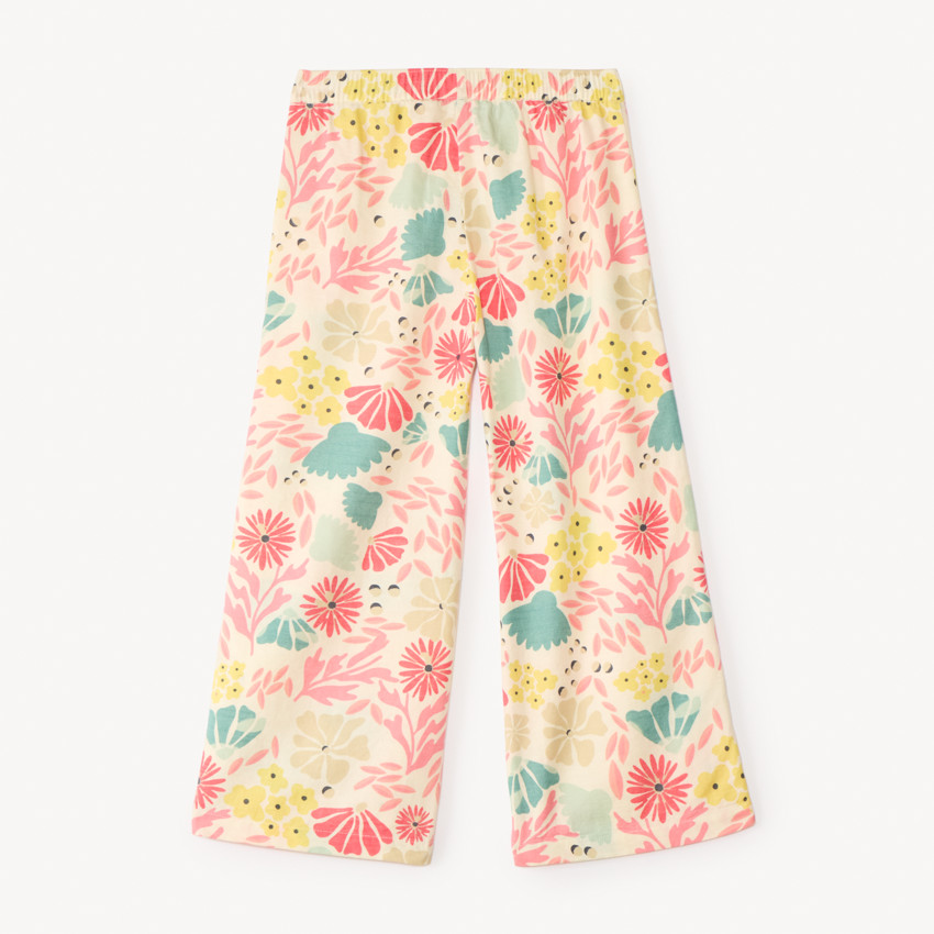 Pantalon fluide en toile imprimé fleuri pour fille 