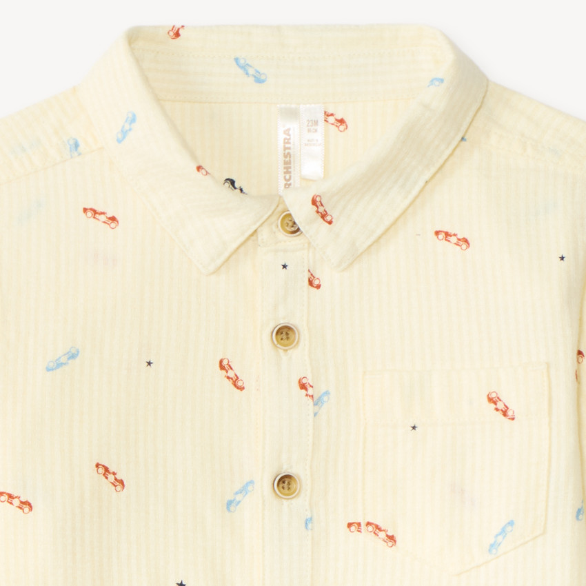 Chemise manches longues bébé garçon à petites voitures  