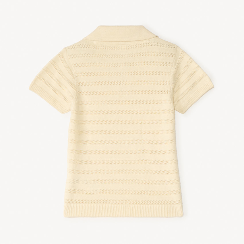 Polo manches courtes tricot fantaisie ajouré pour bébé garçon 