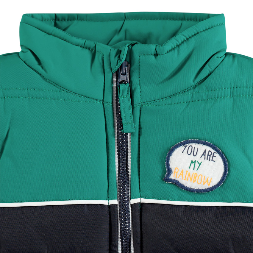 Doudoune sans manches matelassée bicolore avec badge patché 