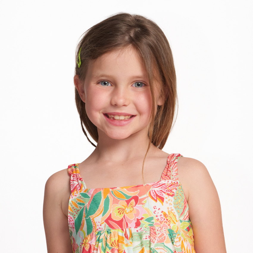 Robe sans manches en voile imprimé tropical pour fille  