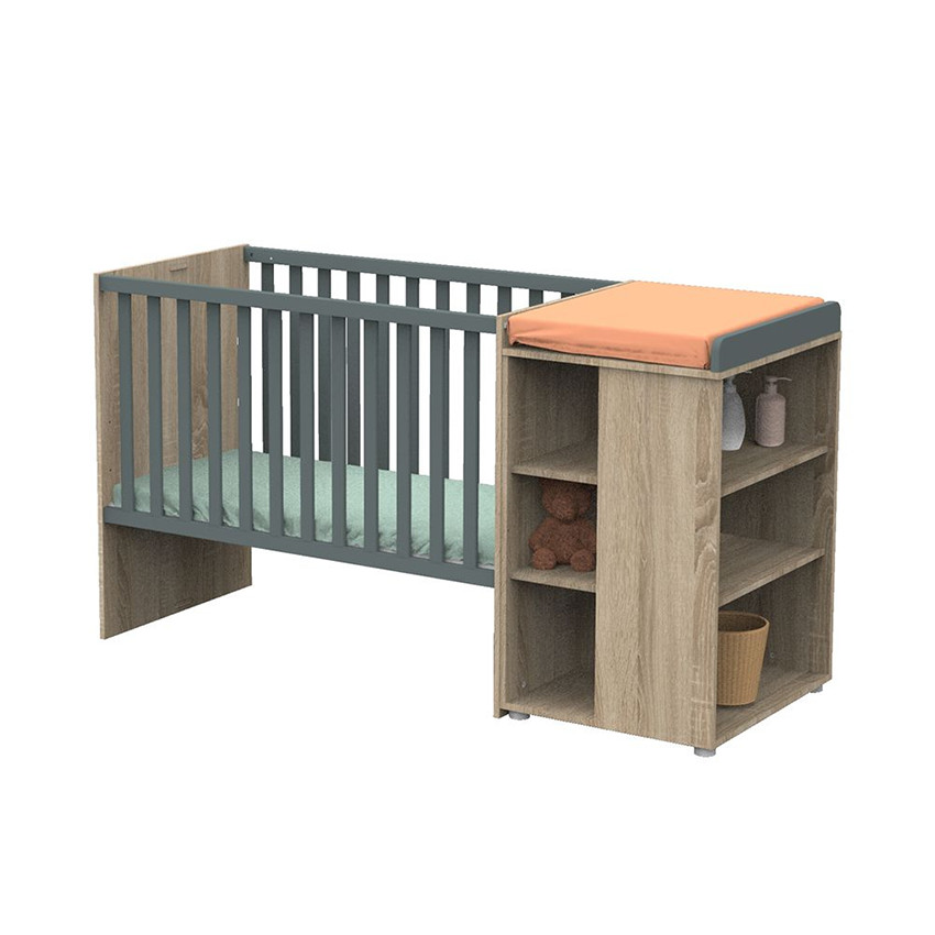Lit combiné évolutif Nova 60 x 120 cm - Gris Volcan  