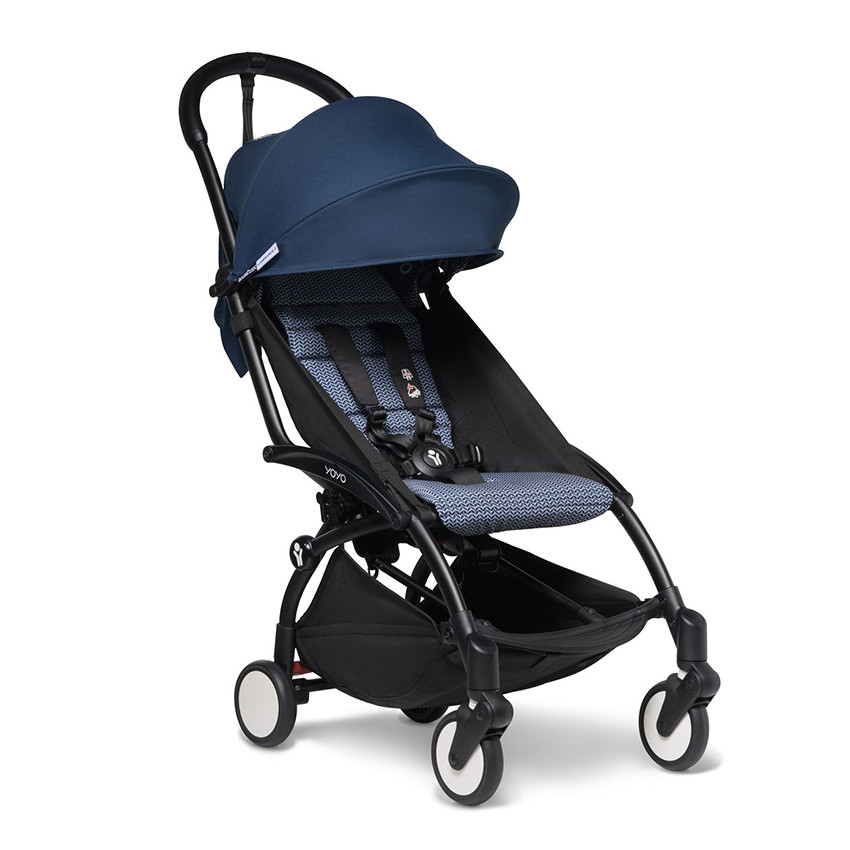 Poussette complète YOYO² nouveau pack 0+ et 6+ châssis noir - Bleu Air France 