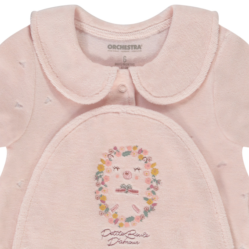 Dors-bien en velours motif hérisson pour bébé fille 
