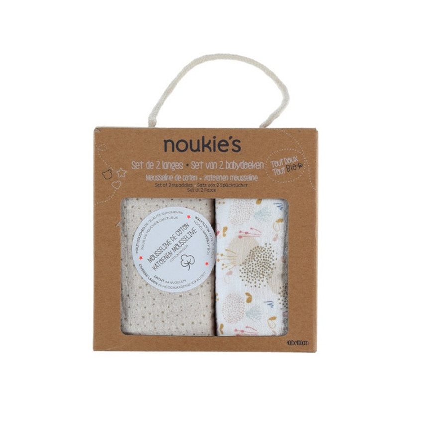 Set de 2 langes 100 x 100 cm en mouseline Bio  