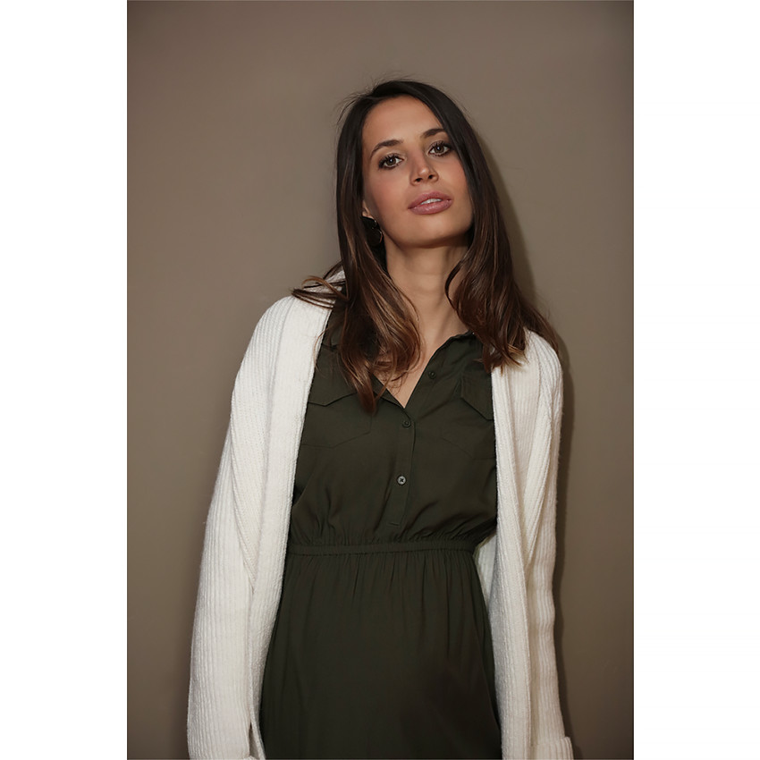 Robe de grossesse manches longues kaki 