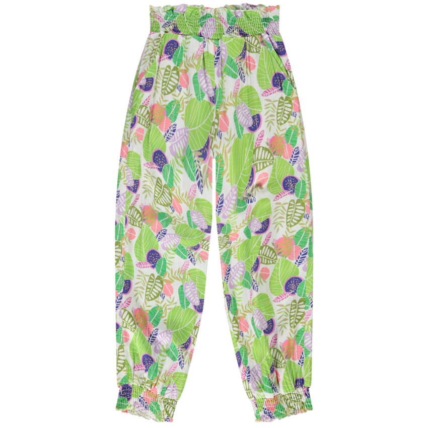 Pantalon large imprimé tropical pour fille