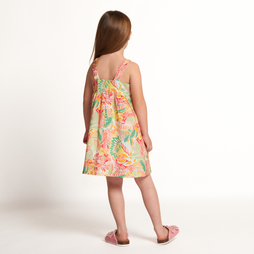 Robe sans manches en voile imprimé tropical pour fille  