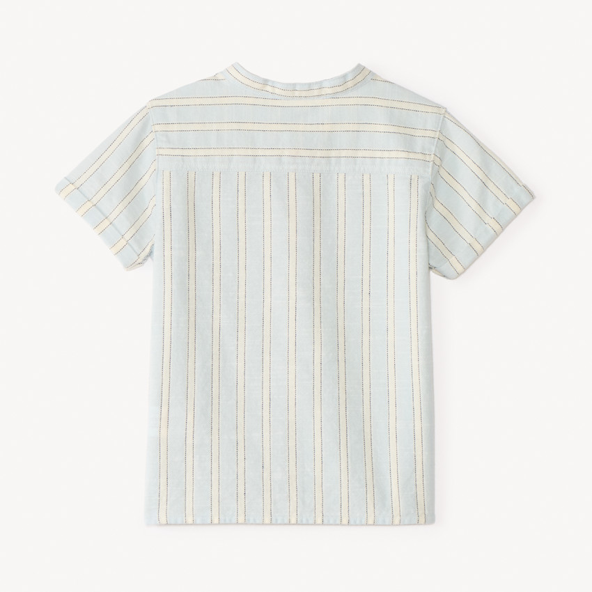 Chemise manches courtes col mao à rayures pour bébé garçon 