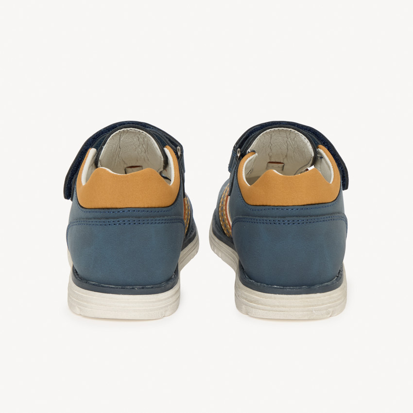 Sandales effet cuir à scratch bleu pour garçon 