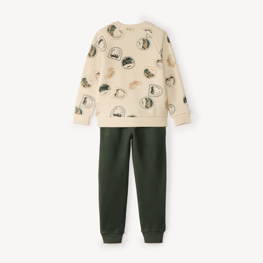 Ensemble de jogging garçon sweat demi oversize motifs tampons 