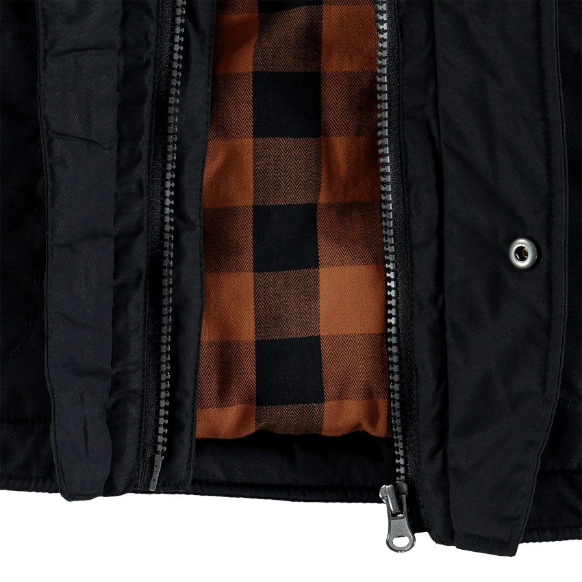 Parka noire doublée flanelle à carreaux pour enfant garçon Main Parka noire doublée flanelle à carreaux pour enfant garçon
