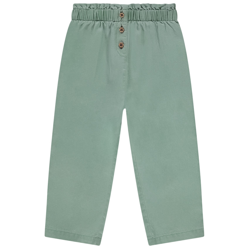 Pantalon en toile avec boutons fleurs pour bébé fille