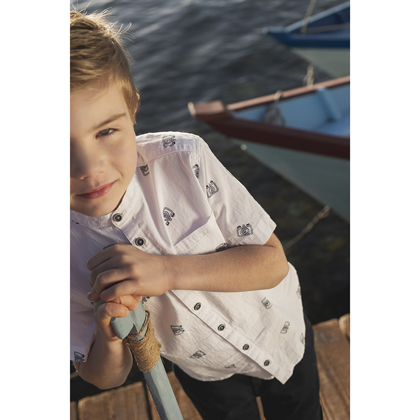 Chemise manches courtes col mao pour garçon 