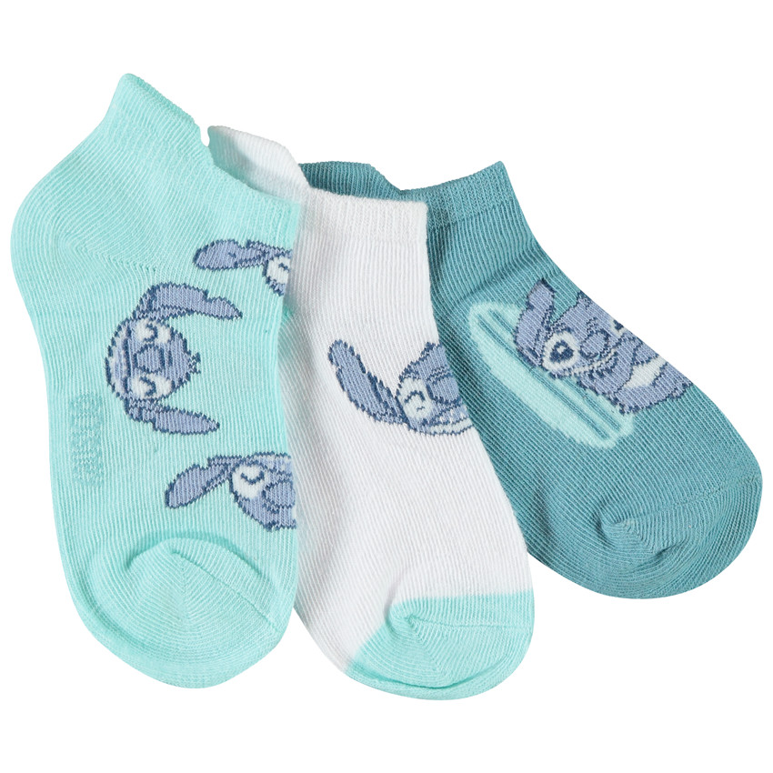 Lot de 3 paires de chaussettes courtes Stitch Disney pour garçon 