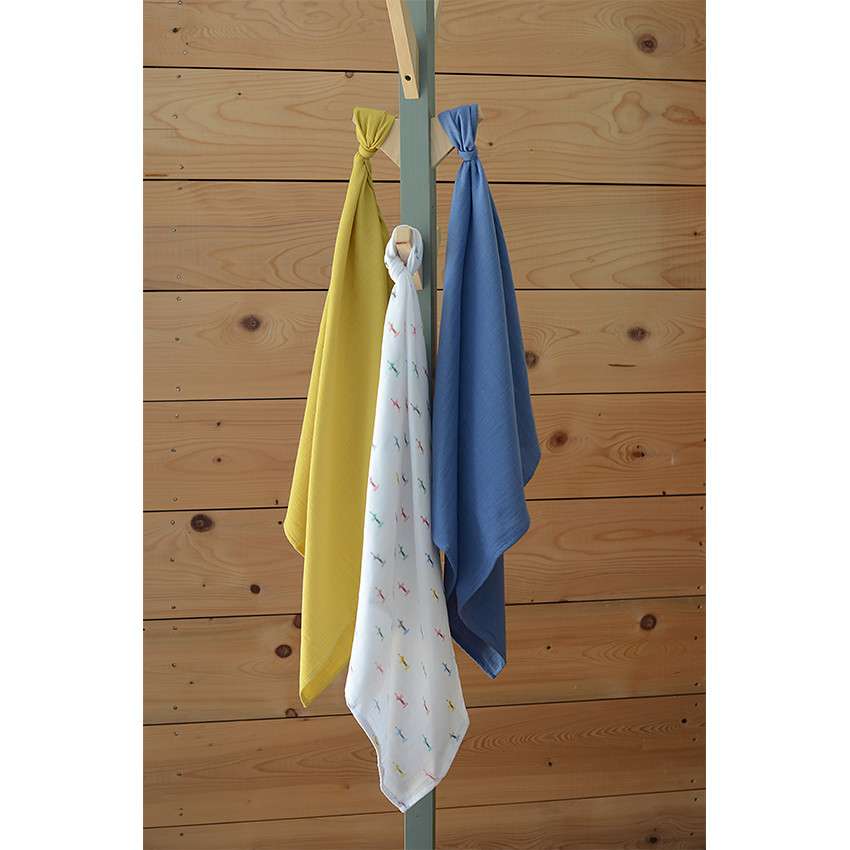 Lot de 3 langes en mousseline de coton - Teckel Main Lot de 3 langes en mousseline de coton - Teckel