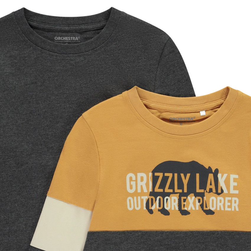 Lot de 2 t-shirts manches longues effet color block pour garçon 