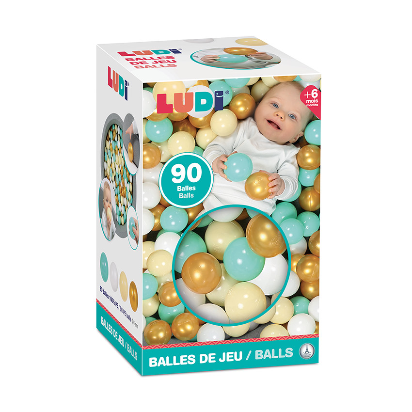 Lot de 90 balles de jeu Ø 6cm or 