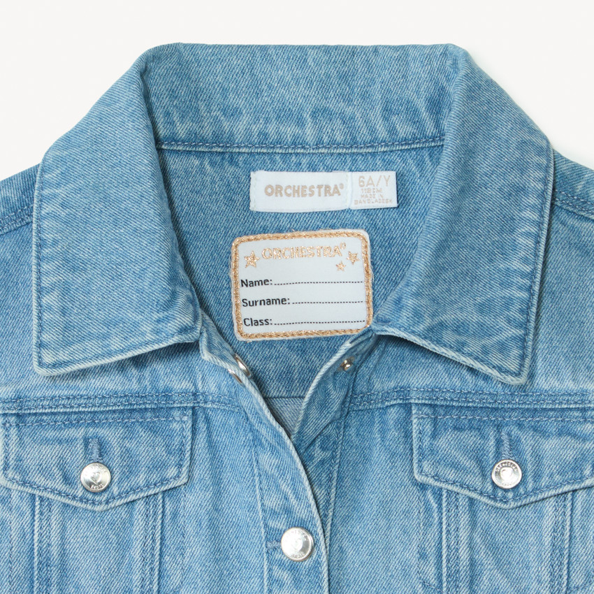 Veste en jean sans manches à col chemise pour fille  